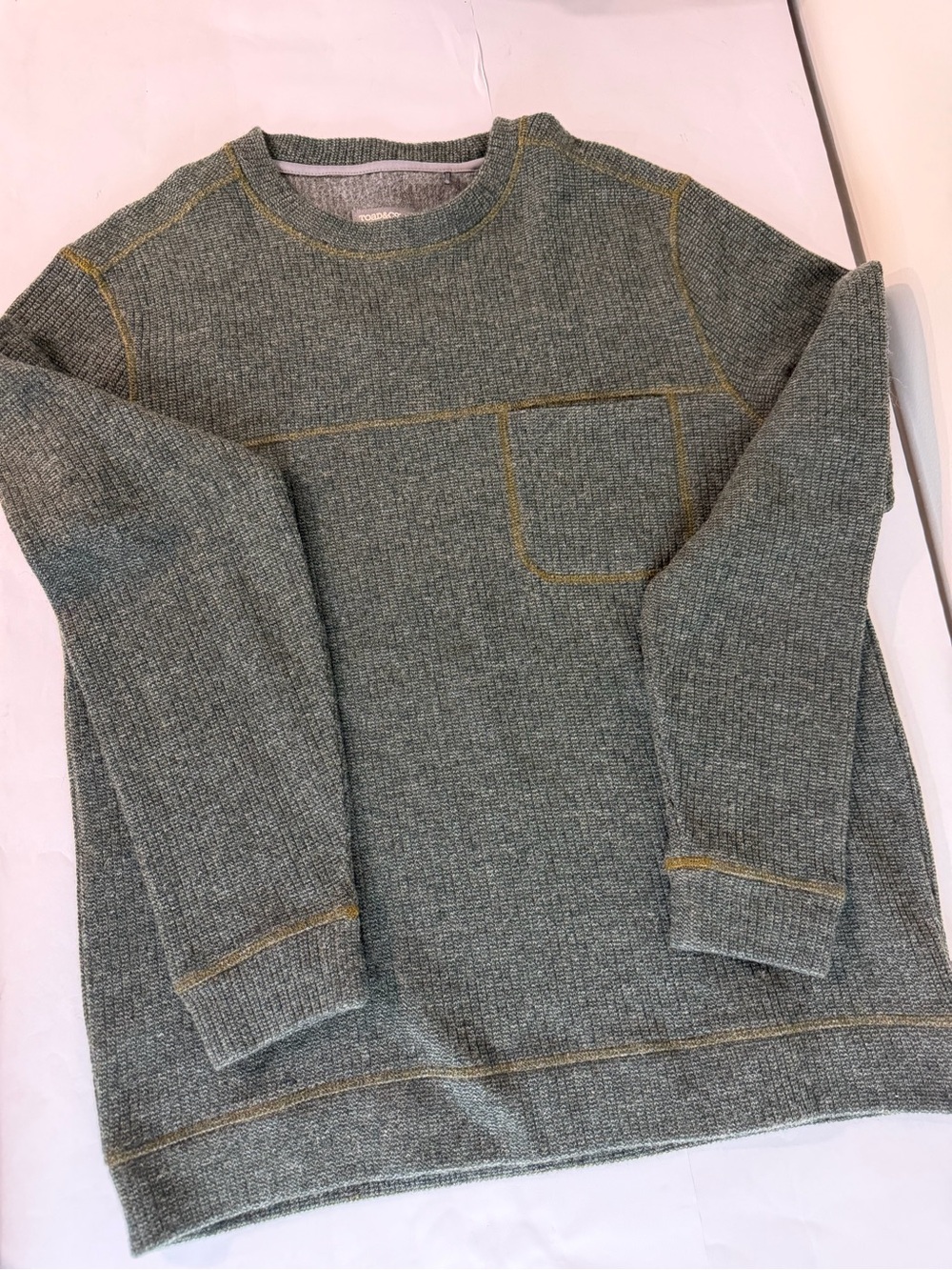 Toad&Co Men's Breithorn Crewmeck Forest Crewneck Sweater- 1 Pocket